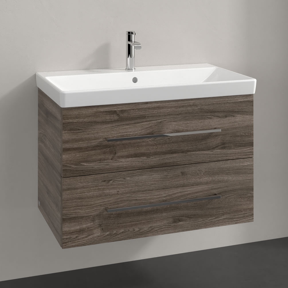 Lifestyle image of Villeroy & Boch Avento Stone Oak 800mm Wall-Hung Basin Vanity Unit